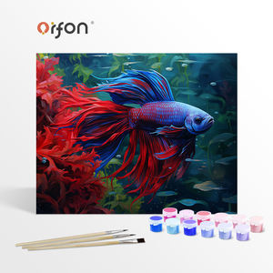 Kit de Pintura por Números ORFON para Iniciantes em DIY, Pintura Acrílica por Atacado de um Peixe <span class=keywords><strong>Betta</strong></span> Entre Tons de Coral - Product Image 1