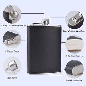 Ensemble de flacons à liqueur miniatures de haute qualité en acier inoxydable de 8 oz avec entonnoir, design portable pour le camping et la randonnée, boîte cadeau de style américain - Product Image 5