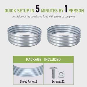 Easy — lit de fleurs d'extérieur en métal, planteur de terre en acier, <span class=keywords><strong>pour</strong></span> culture de légumes et herbes, lit de <span class=keywords><strong>jardin</strong></span> surélevé rond galvanisé, argenté - Product Image 3