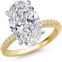 Gem Stone King 1-5 Karat Oval Laboratuvar Üretimi Elmas Nişan Yüzüğü (Kadınlar İçin) |   14 Ayar İki Renkli Altın |   IGI Sertifikalı |   D-E Rengi |   VS1
