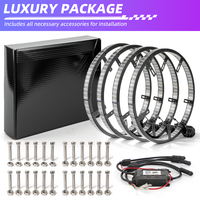 Luces LED RGBW para Ruedas de 15.5'' y 17'' con Control Remoto y por Aplicación, 3 Filas, 4 Piezas, con Función de Señal de Giro y Frenado