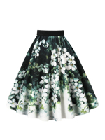 Jupe en tricot 100% polyester lavable, style décontracté d'été, taille élastique, imprimé décontracté, longueur genou, coupe trapèze