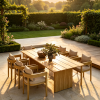 Moderne Gartenmöbel Outdoor Rattan Esstisch und Stuhl Set Terrassen-Essgruppe für Innenhof Garten-Set