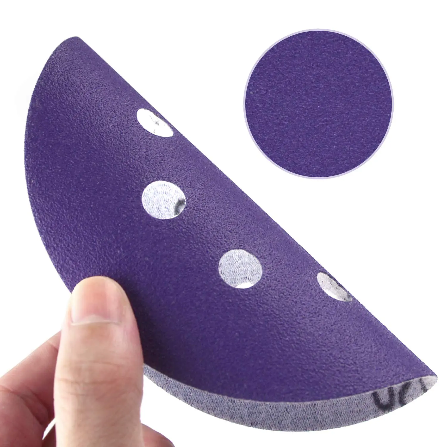 Disque abrasif à crochet et boucle en céramique violette 8 trous Papier de verre de 5 pouces pour polir le papier abrasif 60 à 1200 grains