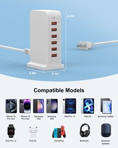 Chargeur de bureau universel 6 ports USB QC3.0 50W Charge rapide Matériel ABS - Product Image 3
