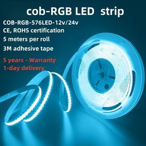 ไฟแถบ LED แบบยืดหยุ่น QMC ขายดี ไม่มีจุดแสง RGB ปรับความสว่างได้ 12v 24v 10มม. 8มม. 576leds/<span class=keywords><strong>m</strong></span> FCOB LED Tape Flexible RGB Cob Led Strip Light - Product Image 2