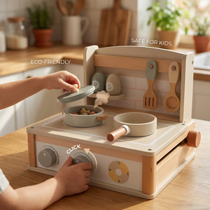 Juguetes de Madera para Niños, Mini Cocina de Simulación Realista para Niños y Niñas, Juego de Roles de Simulación para el Hogar, Juguetes Montessori - Product Image 1