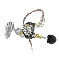 Écouteurs intra-auriculaires hybrides filaires KZ ZSX 5BA+1DD à 6 transducteurs pour audiophiles, avec connecteur détachable à 2 broches, pour monitoring Hifi et basses profondes