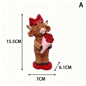 Ornements en résine sur le thème des animaux, <span class=keywords><strong>couple</strong></span> de vaches des Highlands, cadeau transfrontalier pour la Saint-Valentin et les mariages, décoration créative pour la maison - Product Image 6