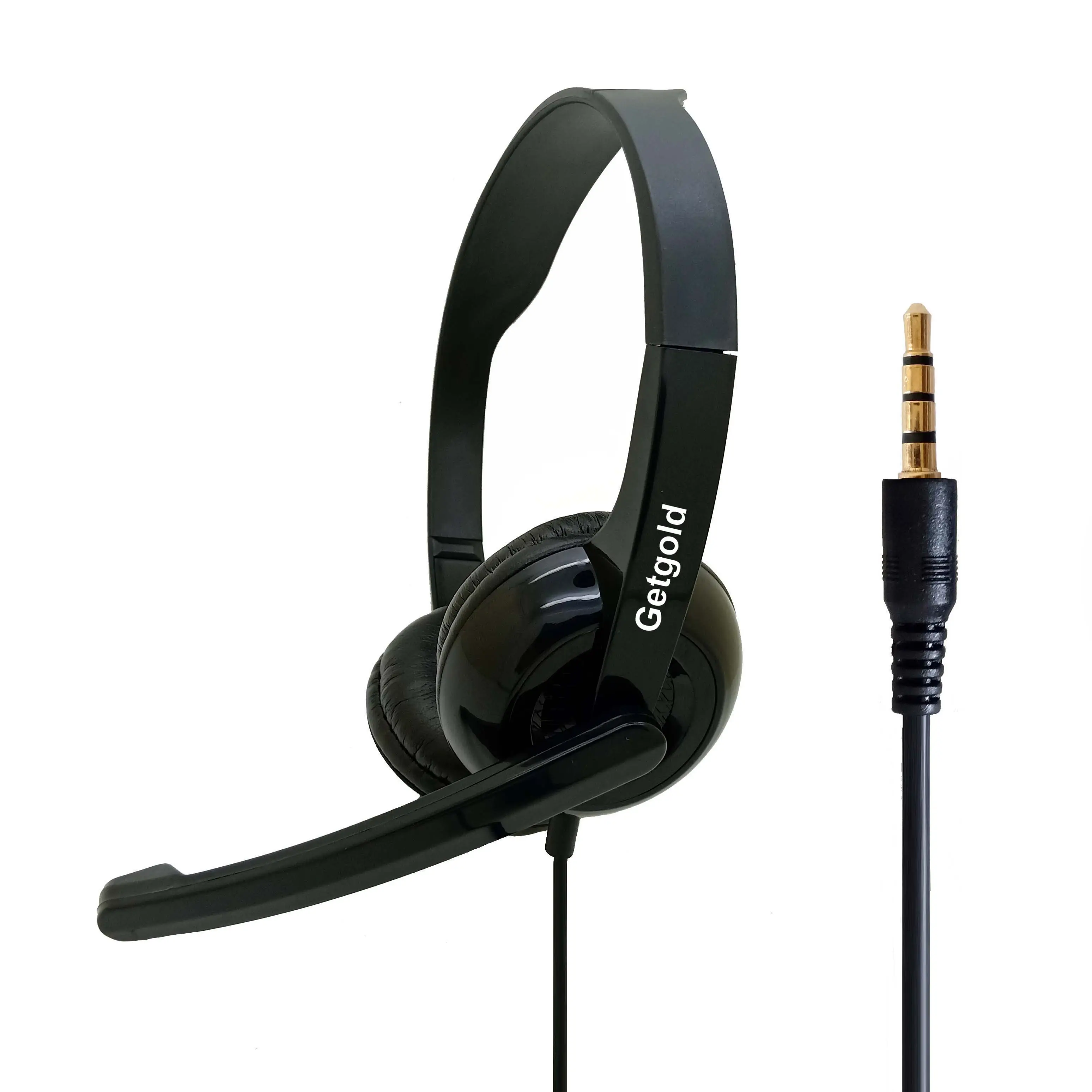 Getgold headphone kelas Premium, Set earphone kelas atas telinga Studio berkabel dengan mikrofon