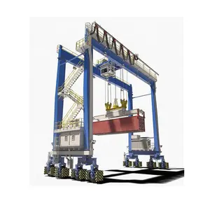 RTG rubber tyre rail traveling double girder gantry crane 80ton 100ton for port container lifting