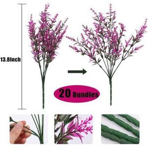 Bouquet de fleurs artificielles de lavande amazonienne 35 cm en plastique pour décoration de mariage en extérieur - Product Image 2