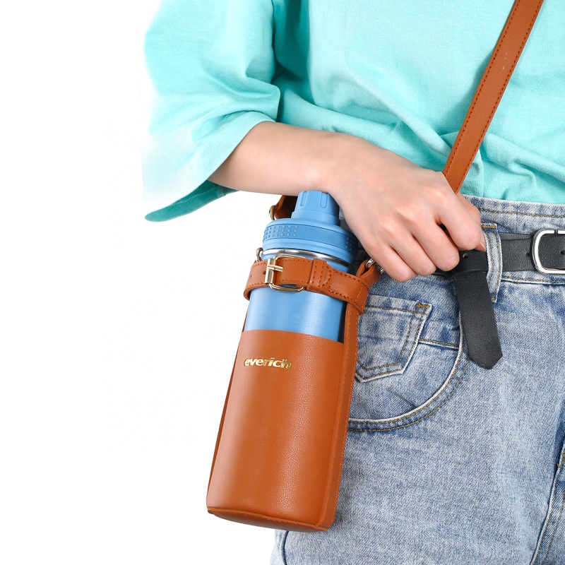 Пользовательский логотип PU рукав сумка для бутылки сумка держатель для бутылки с ремешком