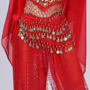 Foulard de <span class=keywords><strong>danse</strong></span> orientale pour danseuse, 3 couches, motif crochet avec pièces d'or, polyvalent et tendance - Product Image 6