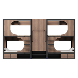 Ensemble de lits superposés personnalisés modernes durables en métal acier bois noir de taille double comprenant une échelle de rangement pour adultes et jeunes - Product Image 1