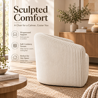 Fauteuil d'appoint moderne sculpté en velours côtelé PU, confortable et moelleux, avec dossier incurvé et assise profonde, idéal pour appartement et hôtel
