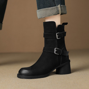 Nuevas Botas de Tobillo Impermeables con Cremallera Lateral de Piel de Oveja en Color Sólido, Casuales, Cálidas, Modernas y Versátiles para Mujer, para Todas las Temporadas - Product Image 4