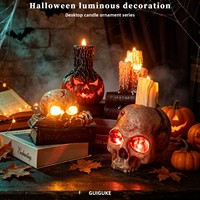 BUKE Bougeoir en plastique en forme de livre, lumineux, avec motifs de crâne et de citrouille d'Halloween, pièce décorative pour maisons hantées et salles d'évasion