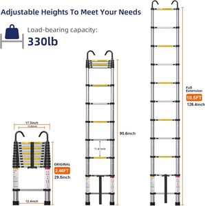 Lightweight <strong>Single</strong>-Sided <strong>Aluminum</strong> Folding Retractable Loft <strong>Ladder</strong> Hooks Telescopic Design EN131 Certified Outdoor Apartment Use - Product Image 2