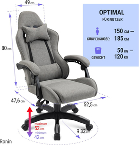<span class=keywords><strong>Fauteuil</strong></span> de bureau ergonomique et de jeu rembourré avec dossier réglable, housse en tissu respirant et durable pour la maison et le bureau - Product Image 6