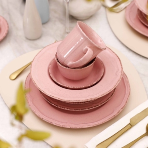 French Vintage Embossed Tableware Ceramic Relief Tableware <b>Dinnerware</b> <b>Sets</b> Plate Bowls Cup&saucer <b>for</b> 7 <b>8</b> Persons - Product Image 5