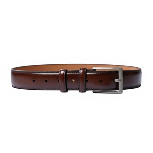 Cinturón de Cuero Genuino para Hombre, Estilo Casual, Hebilla Cuadrada de Aleación Plateada, Rectangular, Resistente - Product Image 3