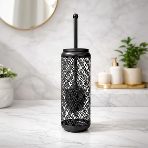 Porte-brosse de toilette compact en métal pour la décoration de la salle de bain d'un appartement, offrant un gain de place et un style pratique - Product Image 1