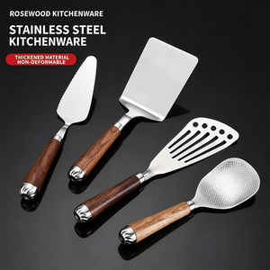 Spatule personnalisée avec logo pour <span class=keywords><strong>achat</strong></span> en gros, <span class=keywords><strong>ustensile</strong></span> de <span class=keywords><strong>cuisine</strong></span> en acier inoxydable 304 avec manche en bois de rose massif, épaissie et durable pour la cuisson - Product Image 3