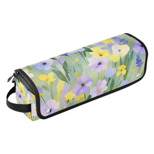 Bolsa de Cosméticos con Diseño Floral en Acuarela, Bolsa de Aseo con Cierre, Estuche de Maquillaje Portátil de Viaje con Asa - Product Image 1