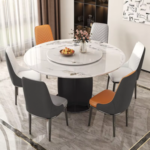 Tavolo da pranzo di lusso e sedia Set, adatto per piccoli appartamenti, dotato di una funzione giradischi, moderno stile minimalista. - Product Image 4
