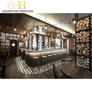 Décoration de café vintage avec vitrine en bois présentoir présentoir pour mettre des <span class=keywords><strong>perles</strong></span> de café et des tasses avec lumière LED - Product Image 4