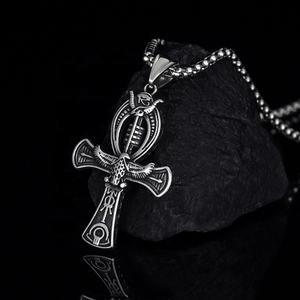 Joyería de Moda Gótica, Nuevo Collar con Colgante de Cruz de la Vida en Acero Inoxidable, Amuleto de Vida Eterna, Colgante de Águila - Product Image 1