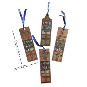 Hot Selling Bookshelf Bookcase <b>Bookmark</b> Wooden Crafts Pendant DIY Wood <b>Bookmarks</b> Decoration Souvenir Gift - Product Image 4