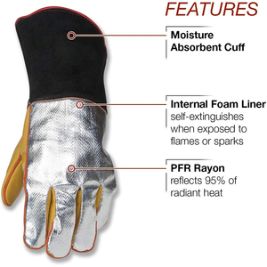 Gants de soudage au laser standard en cuir de vache jaune et noir de 12 pouces, ignifuges, avec logo personnalisé et paume renforcée, pour protection industrielle - Product Image 4