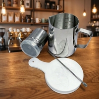 Ensemble de pichets à café double taille, 350 ml et 600 ml, en acier inoxydable, pour mousse de lait, avec graduations claires