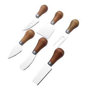 Stainless Steel Cheese Knife Set Acacia Wood Handle 6 Piece Durable Kitchen Tool For Cheese Butter Pizza Serving - Product Image 5
