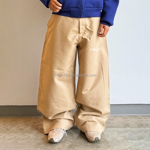 Custom Designer Oversized Wide Leg Pants 100% Cotton Canvas Trousers Casual Wear Men Baggy <b>Duck</b> Canvas Pants - Product Image 1