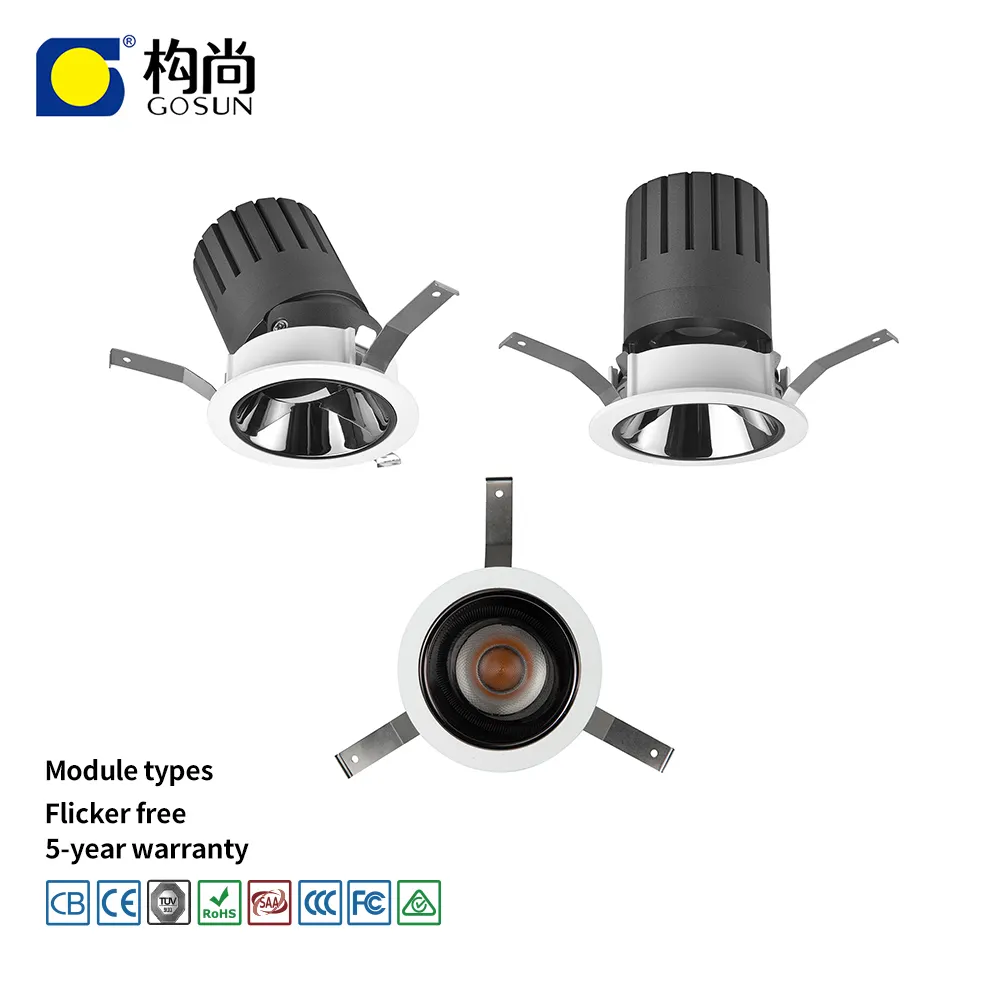 Gosun Anti-Glare Smart Dim mable Modul Down light 8W/15W/20W/32W/42W Cob LED-Decke Einbaus trahler Down light