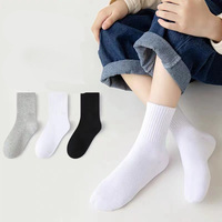 Enfants école noir blanc gris doux coton biologique quart jeunesse garçons filles enfants chaussettes logo personnalisé