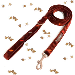 Ensemble de <span class=keywords><strong>harnais</strong></span> et de laisse pour <span class=keywords><strong>chien</strong></span> avec broderie de feuilles en velours marron, design original, collier réglable, bandana, nœud papillon, sac à crottes, colliers et laisses pour animaux de compagnie - Product Image 6