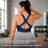 Soutien-gorge de sport grande taille à maintien élevé, respirant, élastique, sans coutures, dos croisé, avec fermeture à agrafes, pour le yoga, la course, la gym et le fitness