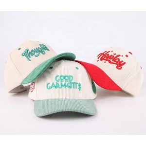 High Quality Unisex <b>Waterproof</b> 6-Panel Baseball Caps Wholesale Embroidered Vintage Two Tone Corduroy <b>Hat</b> - Product Image 6