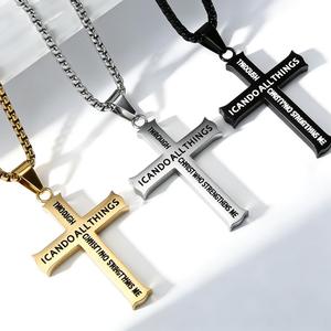 Instagram-worthy yunnique street style cross necklace for men, a unique <b>titanium</b> steel cross sweater <b>chain</b> pendant. - Product Image 1