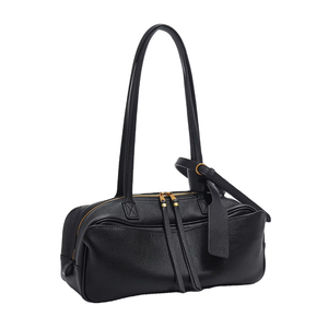 Tas Selempang Wanita Mewah Gaya Vintage Bahan Suede Imitasi Model Bowling dengan Dua Pegangan, Tas Bahu - Product Image 2