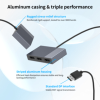 Adaptateur DP vers Triple DP |    Répartiteur 3 voies 4K 60Hz |   Entrée d'alimentation USB-C 5V2A |   Hub MST multi-écrans