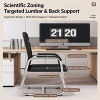 Chaise de bureau ergonomique moderne avec dossier en maille et support lombaire non réglable, structure en acier pour la maison et le bureau