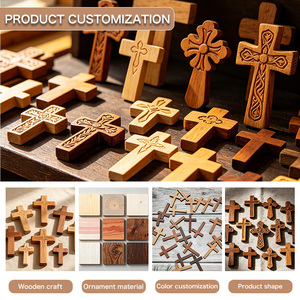 Croix en bois à main en <span class=keywords><strong>noyer</strong></span> pour soulager le stress, idéale pour l'artisanat – Cadeau spirituel anti-stress très prisé - Product Image 4