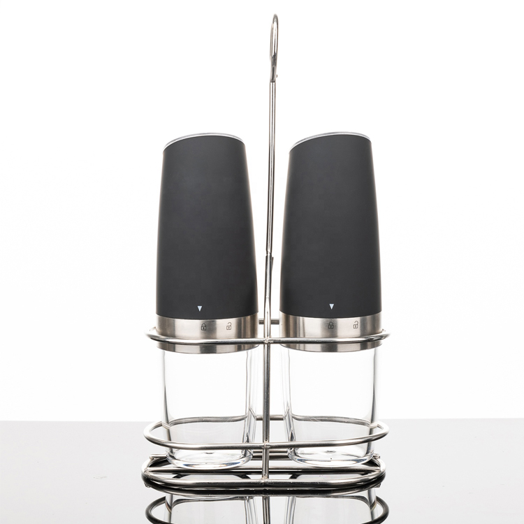 Лидер продаж на Amazon, гравитационные мельницы для перца, набор электрических мельниц для соли и перца с подставкой и светом