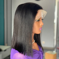 Peluca de Cabello Natural con Frente de Encaje, Corte Bob, Doble Trama, 200 Densidad, Liso Extremo, Peluca Bob SDD