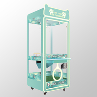 Mini machine à griffes à monnayeur, thème ours mignon, avec vitrine transparente et LED, pour la distribution de peluches, jeu d'arcade compatible Nayax